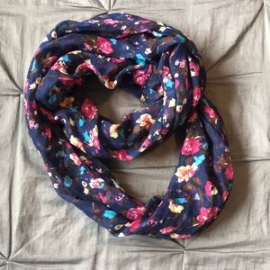 Navy blue scarf with flowers
